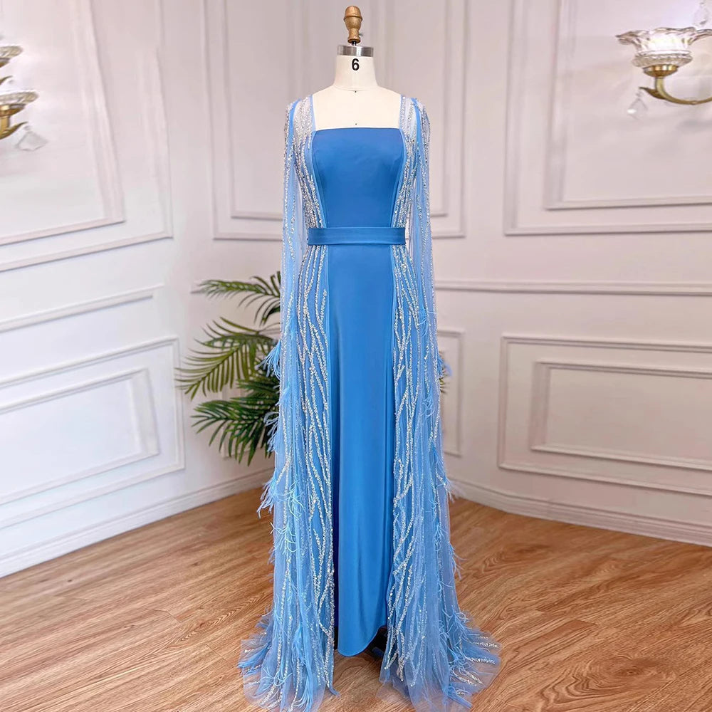 Women's Tassel Elegant Evening Dress Square Neck Sheer Long Sleeve  Party Club Maxi Dress Fake 2 Piece Shawl Prom Female Dresses