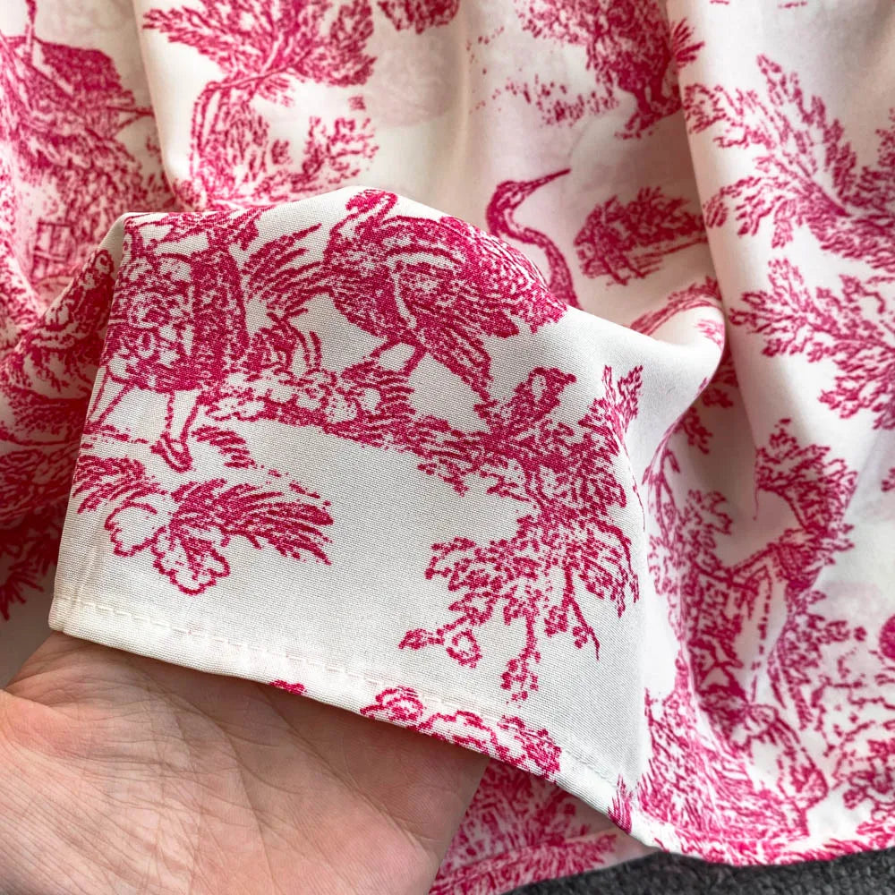 Retro Floral Print Off-oulder Chiffon Dr Women's Elastic Waist Slimming Beach Vaion Beachside Mid-Length Gown