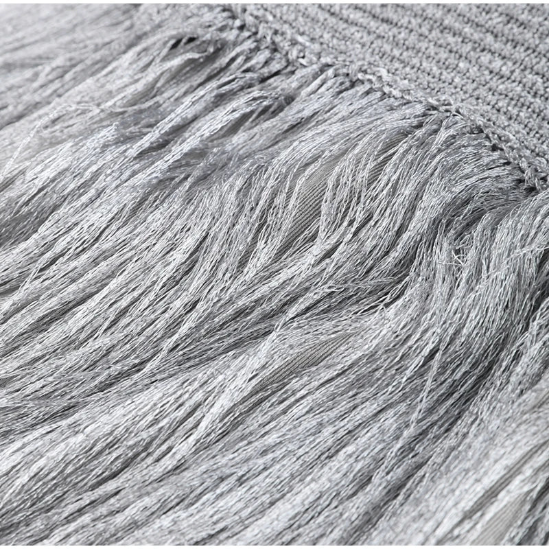 Sexy Sequin Tassel Evening Dresses Women Vintage Solid Sleeveless O-neck Slim High Waist Long Dress Lady 2025 Chic Party Vestido